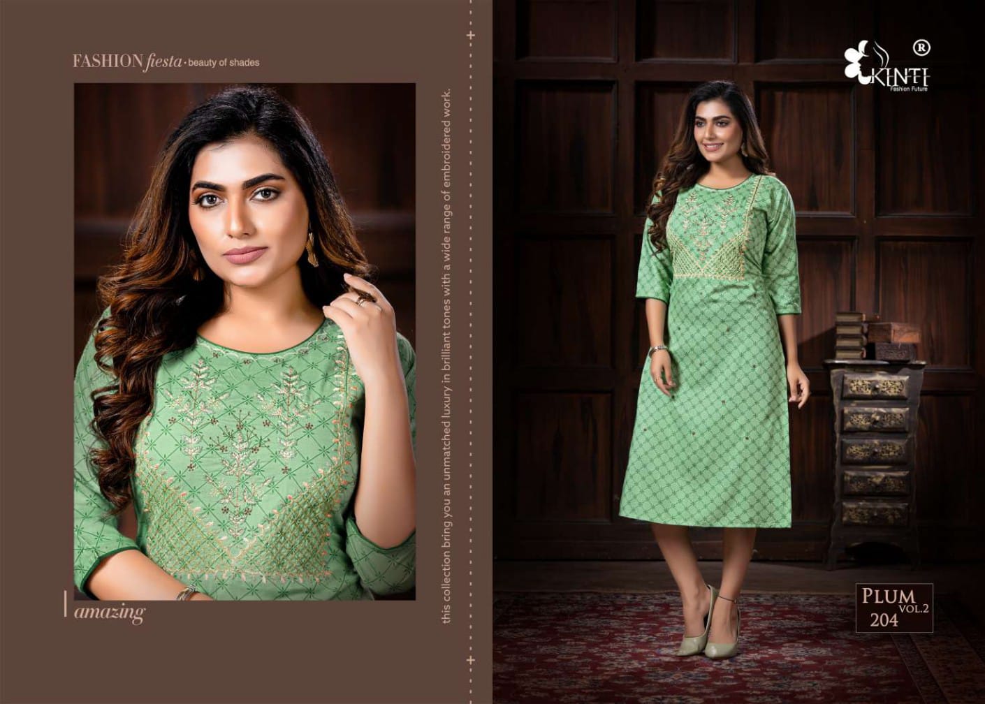 Kinti Plum 2 Rayon Designer Daily Wear Embroidery Kurti Collection